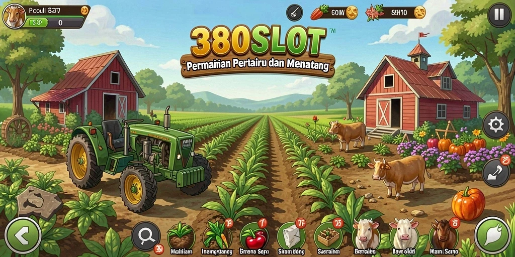 Gameplay seru 380SLOT dengan berbagai aktivitas pertanian.