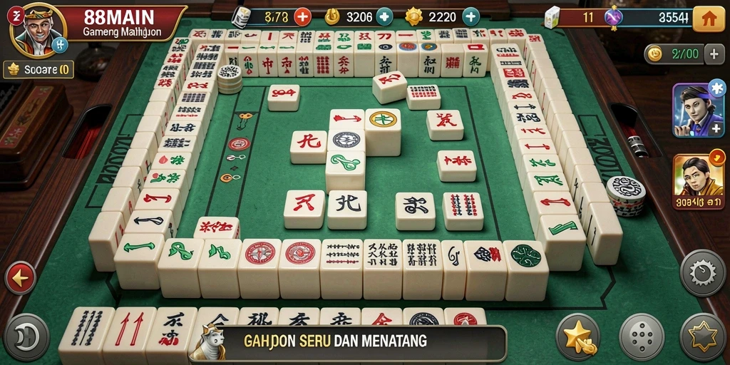 Tampilan utama gameplay Mahjong yang mendebarkan di 88MAIN.