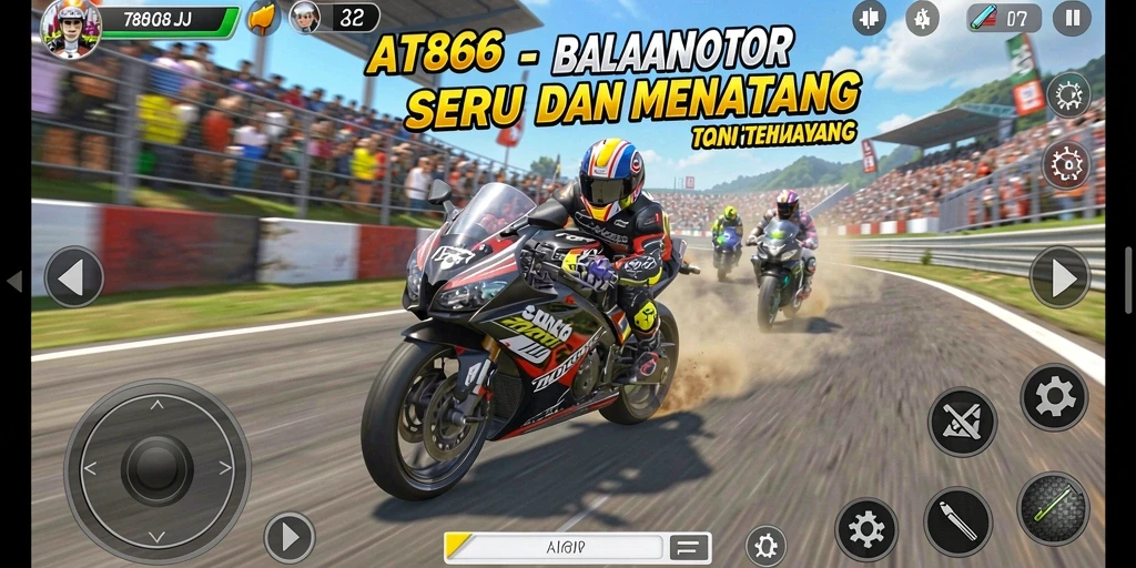 Tampilan aksi balapan motor yang seru dalam AT866.