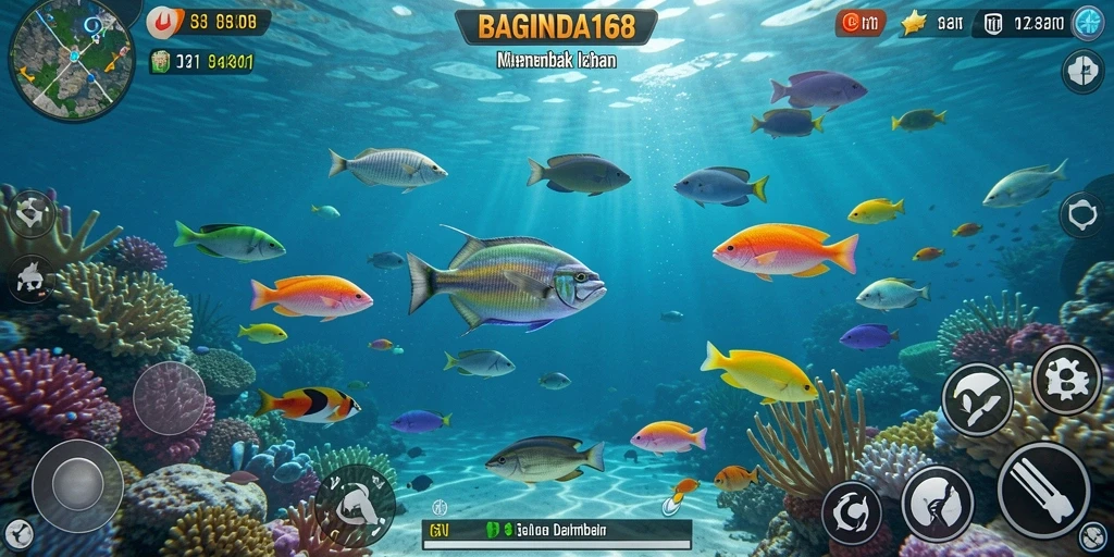 Tampilan gameplay BAGINDA168 dengan aksi menembak ikan yang seru.