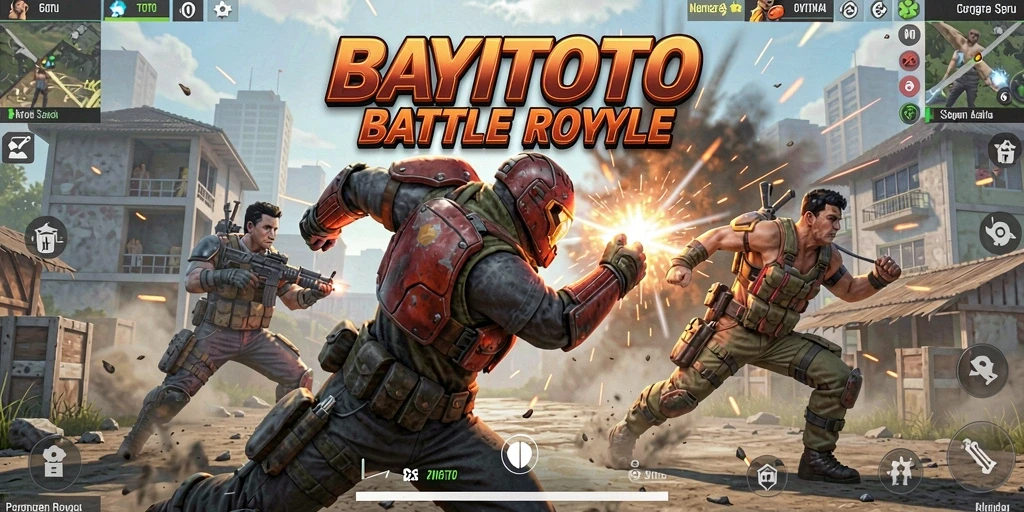 Tampilkan gameplay seru dari BAYITOTO dalam pertarungan Battle Royale.