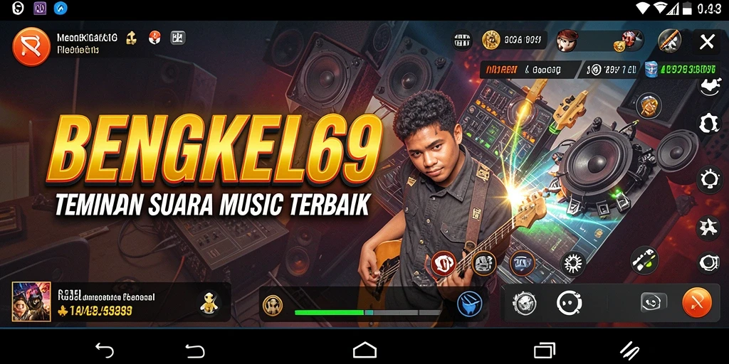 Screenshot gameplay BENGKEL69 menampilkan antarmuka aplikasi musik.