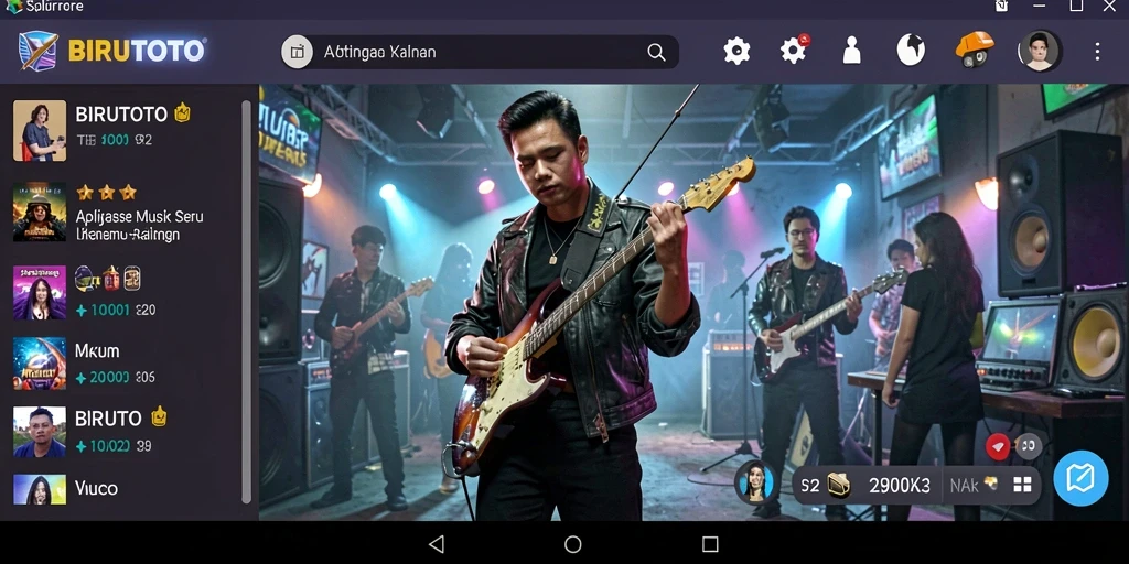 Tampilan dinamis BIRUTOTO dengan gameplay musik yang menarik.