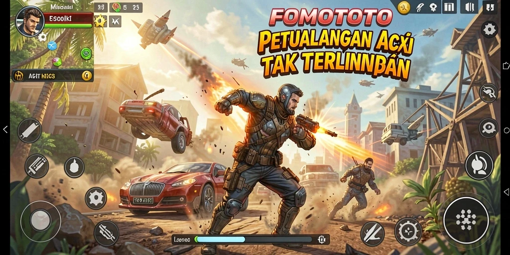 Gameplay seru dalam FOMOTOTO dengan aksi mendebarkan.