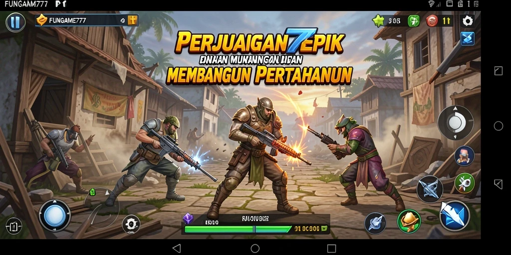 Tampilan gameplay mendebarkan dari FUNGAME777 dalam pertempuran Tower Defense.