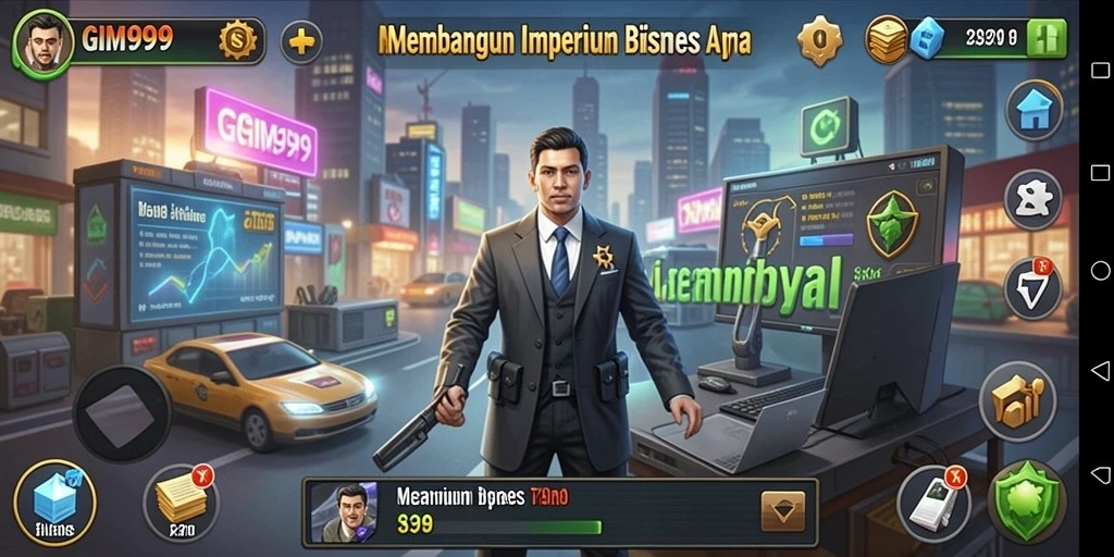 Tampilan gameplay <strong>GIM999</strong> yang menarik dengan berbagai aspek bisnis yang dikelola.
