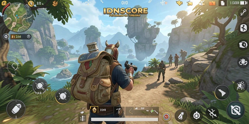 Tampilan gameplay <strong>IDNSCORE</strong> dengan pemandangan terbuka yang indah.