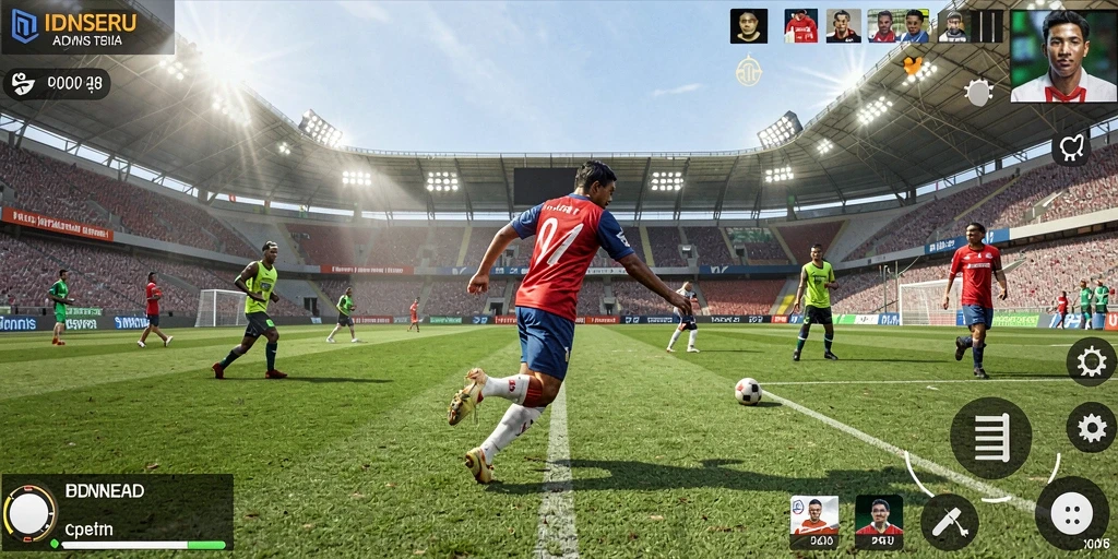 Screenshot gameplay IDNSERU dengan aksi olahraga mendebarkan.