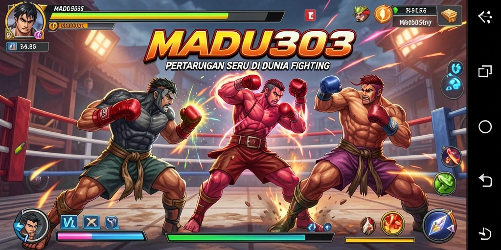 Tampilan gameplay yang mendebarkan dari MADU303 di arena pertarungan.