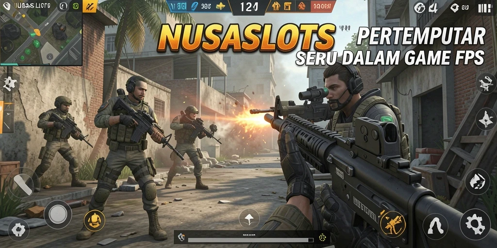 Menampilkan aksi seru gameplay FPS di NUSASLOTS.