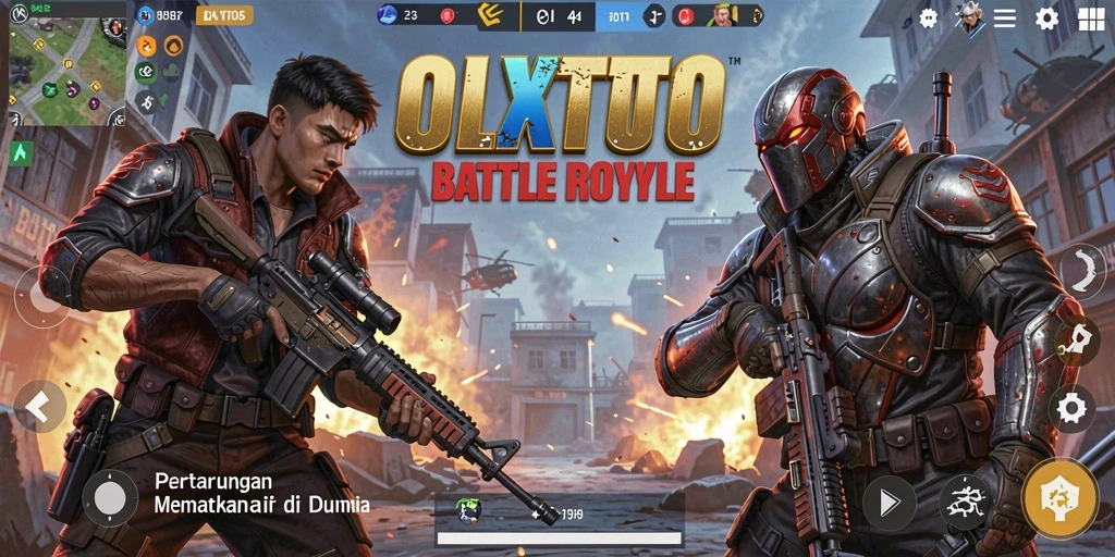 Gameplay utama OLXTOTO menampilkan pertarungan seru dalam gaya Battle Royale.