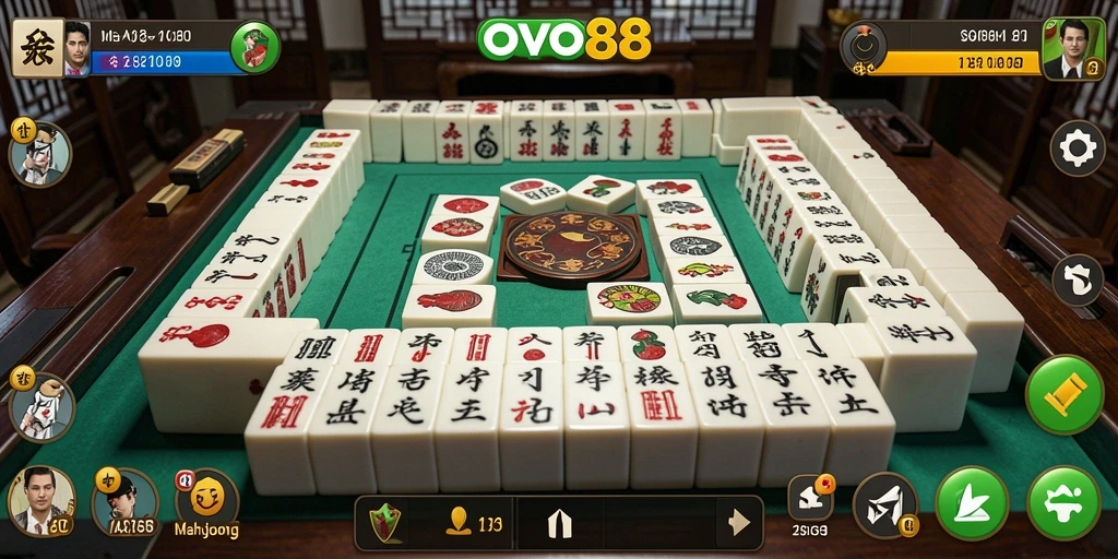 Screenshot gameplay OVO88 menampilkan aksi Mahjong yang menarik.