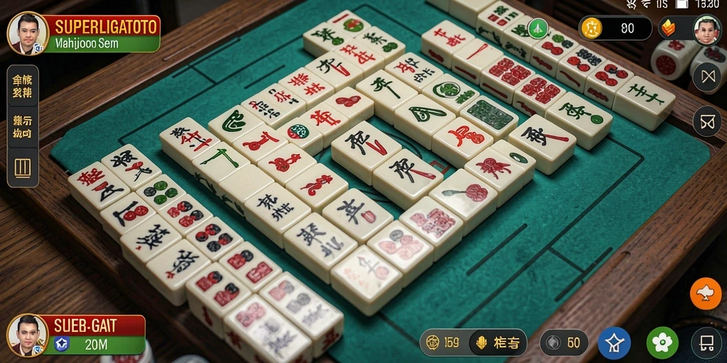 Tangkapan layar SUPERLIGATOTO menampilkan aksi permainan Mahjong yang menarik.