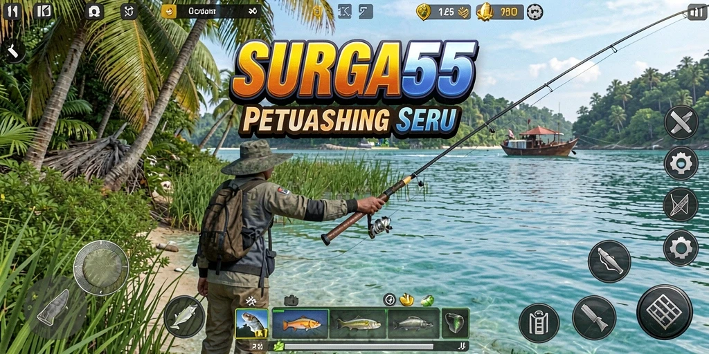 Screenshot game SURGA55 menampilkan aksi memancing yang seru dan menakjubkan.
