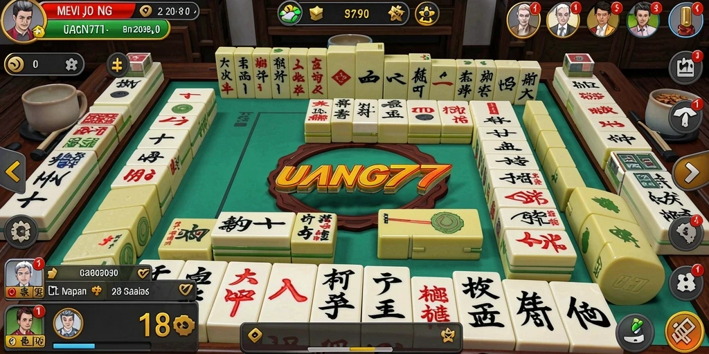 Tampilan gameplay seru dari aplikasi UANG77 Mahjong.
